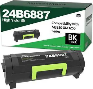 24B6887 Black Toner Cartridge High-Yield (22,000 Pages) Replacement for Lexmark 24B6887 Toner Cartridge for M3250 XM3250 Printer