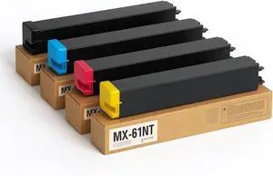 4PK MX-61NT High Yield Toner Compatible for Sharp MX-61NT MX-61NTBA MX-61NTCA MX-61NTMA MX-61NTYA MX61NT Toner Cartridge for MX-2651 MX-3051 MX-3071 MX-3551 MX-3571 MX-4051 MX-4071 Printer