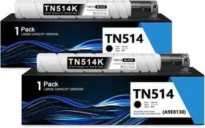 TN514 TN514K Black Toner Cartridge Replacement for Konica Minolta TN-514 Cartridge Works with Bizhub C458 C558 C658 Printer (2-Pack, A9E8130)