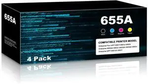 655A Toner Cartridges Replacement for HP 655A CF450A CF451A CF452A CF453A for Enterprise M652n M652 M653dn M653x M653 MFP M681dh M682z Printer (4-Pack)