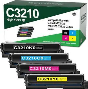 C3210 Toner Cartridges Compatible for Lexmark C3210C0 C3210K0 C3210M0 C3210Y0 Toner Cartridges for C3224 C3326 C3426 MC3224 MC3326 MC3426 Printer(4Pack,BK/C/M/Y)