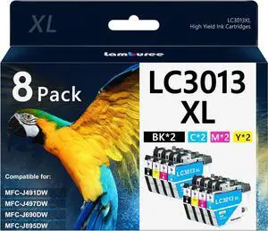 LC3013XL Ink Cartridges with High-Yield Replacement for Brother LC3013 LC3011 Work with MFC-J491DW MFC-J497DW MFC-J690DW MFC-J895DW Printers (2 Black, 2 Cyan, 2 Magenta, 2 Yellow, 8 Pack)