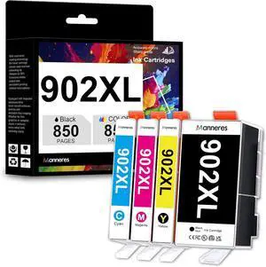 902XL Ink Cartridge Replacement for HP 902 XL (4 Combo Pack) to use with Officejet Pro 6978 6968 6974 6975 6960 Officejet 6951 6954 6956 6958 Printers