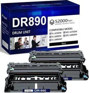 DR890 Drum Unit High Yield 2 Pack Compatible DR890 DR-890 DR 890 Drum Unit Replacement for Brother HL-L6250DW HL-L6400DW HL-L6400DWT MFC-L6750DW MFC-L6900DW Drum Printer(52,000 Pages)