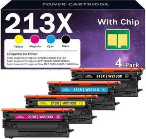 213X Toner Cartridges 4 Pack High Yield Replacement for HP 213X 213A W2130X W2130A for Color Laserjet Enterprise 5700dn 6700dn 6701dn, Flow MFP 5800 6800, MFP 5800 6800 Printer