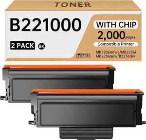 B221000 Toner Cartridge - 2 Pack - Compatible with Lexmark MB2236adwe MB2236i MB2236adw B2236dw Printers - with Chip - B221000 B221H00 Black Toner (2000 Pages)