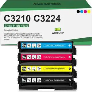 C3426 C3210 C3224 Toner Cartridge (with New Chip) Replacement for Lexmark C3224 C3210 C3210C0 C3210K0 C3210M0 C3210Y0 for C3224 C3326 C3426 MC3224 MC3326 MC3426 Printer
