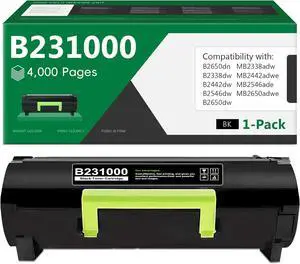 B231000 Black High Yield Toner Cartridge Replacement for Lexmark B231000 Toner for B2338 B2442 B2546 B2650 MB2338 MB2442 MB2546 MB2650 MB2338adw MB2442adwe MB2546ade Laser Printer