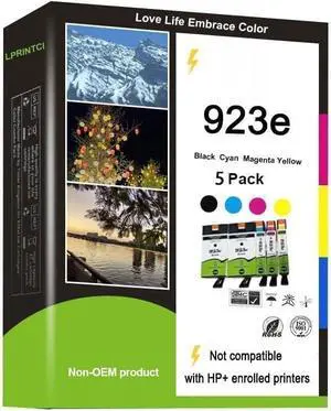 High Pages 923 923e Ink Cartridges Use for HP Printers OfficeJet Pro 8130 8135e 8138e 8139e 8120 8123 8122e OfficeJet Pro 8135e and 8139e Wireless All-in-One 5-Pack (Cyan Magenta Yellow 2 Black)