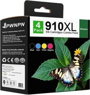 910XL Ink Cartridge High Yield Replacement for HP 910XL Ink Cartridges Combo Pack Work for OfficeJet 8010 8015 8018 Pro 8020 8025 8028 8030 8035 Printer (4-Pack, Black, Cyan, Yellow, Magenta)