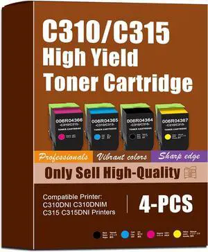 C310 C315 Toner Cartridge Extra High Capacity (006R04364 006R04365 006R04366 006R04367) Replacement for Xerox C310 C310DNI C310DNIM C315 C315DNI Printer- Black Cyan Magenta Yellow