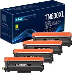 TN830XL Toner Cartridges 4 Pack Black Replacement for Brother TN830XL TN830 to Work for DCP-L2640DW HL-L2460DW HL-L2480DW HL-L2400D HL-L2405W MFC-L2820DW Printer (High Yield)