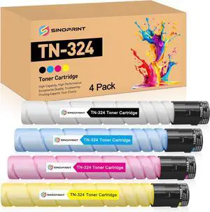 TN-324 TN324 Toner Cartridge Compatible for Konica Minolta bizhub C258 C308 C368 A8DA130 A8DA430 A8DA330 A8DA230(4Packs Black Cyan Magenta Yellow)