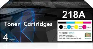 218A Toner Cartridges 4 Pack with Chip - 3301fdw Toner Replacement for HP 218A W2180A W2181A W2182A W2183A 218X W2180X Color Laser Pro MFP 3301cdw 3301sdw 3301fdw Pro 3201dw Printer