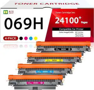 069H 069 Toner Cartridge Set 4-Pack Replacement for Canon Mf753CDW Toner Cartridges for Canon imageCLASS MF753Cdw MF751Cdw LBP674Cdw Printer | Black Cyan Yellow Magenta