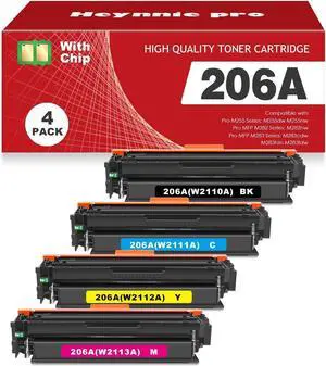 206 A Toner Cartridge Set Remanufactured Replacement for HP 206A Toner Cartridges 4 Pack 206X for Color Laserjet Pro MFP M283cdw M283fdw M283fdn M255dw Printer(4-Pack, Black Cyan Yellow Magenta)
