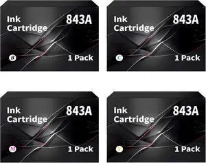 843A Ink Cartridge 400-ml Compatible with C1Q57A C1Q58A C1Q59A C1Q60A High Yield Ink Replacemt for HP PageWide XL 4000 4100 4500 4600 5000 5100 Wide Format Printers 4P(BK/C/M/Y)