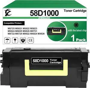 58D1000 Toner Cartridge Replacement for 58D1000 Black Toner Cartridge Work for MS725 MS821 MS822 MS823 MS824 MS825 MS826 MX721 MX722 MX725 MX822 MX824 MX826 Printers1 Pack7500 Pages