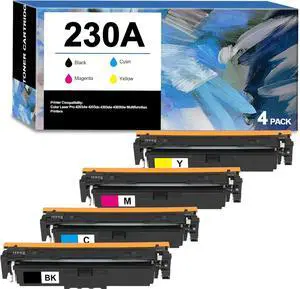 230A Toner Cartridge with Chip W2300A W2301A W2302A W2303A Replacement for HP 230A Toner Cartridge for Color Laser Pro 4203dw 4203dn 4303dw 4303fdw Multifunction Printers(4Packs)