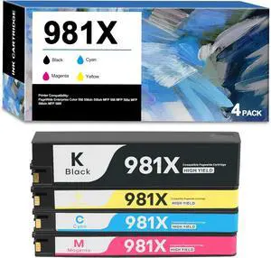 981XL 981X Ink Cartridges High Yield Replacement for HP 981 Ink Cartridges L0R12A L0R09A L0R10A L0R11A for PageWide Enterprise Color 556 556dn 556xh MFP 586 MFP 586z MFP 586dn MFP 586f(4 Packs)