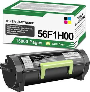 56F1H00 High Yield Toner Cartridge (with Chip) Replacement for LMK 56F1H00 56F1000 Work for MS321 MS421 MS521 MS621 MS622 MX321 MX421 MX521 MX522 MX622 Laser Printer 15000 Pages 1 Pack