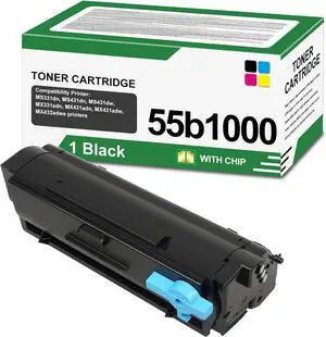 55B1000 Black Toner Cartridge(with Chip) Compatible with LMK 55B1000 55B1H00 Toner Cartridge for MS331dn MS431dn MS431dw MX331adn MX431adn MX431adw MX432adwe Laser Printer(Black,3500 Pages)