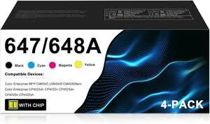 647A 648A Set Toner Cartridge Replacement for HP CE260A CE261A CE262A CE263A Toner Works with Color Enterprise CM4540 MFP CM4540f CM4540fskm CP4025dn CP4025n CP4525dn CP4525n CP4525xh Printer (BKCMY)