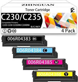 C230 C235 Toner Cartridge with Chip Replacement for 006R04383 006R04384 006R04385 006R04386 C230 Toner Cartridge Work for C235 C230 C235DNI C230DNI Printers2500Pages