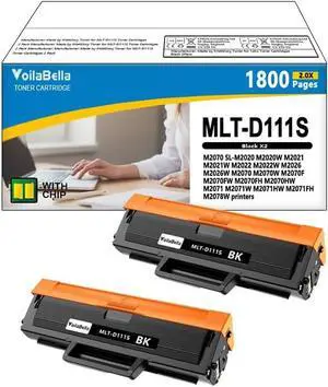MLT-D111S Black Toner Cartridges 2-Pack Compatible D111S 111L MLT-D111S MLT-D111L Toner Cartridges Replacement for M2020W M2022W M2024W M2070FW M2070W Printer