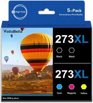 273XL High Yield Ink Cartridge Combo Pack Replacement for 273 273 XL Ink Cartridge to use with Expression Premium XP-520 XP-600 XP-610 XP-620 XP-800 XP-810 XP-820 Printer, BK/PBK/C/M/Y (5Pack)