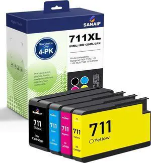 711XL Ink Cartridges High Yield (80ml +29ml) Replacement for HP DesignJet T100 T120 T125 T520 Printer 711XL 711 Ink