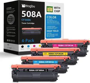 508A Toner Cartridges 4-Pack (BK/C/M/Y) Replacement for HP 508A Toner & 508A Ink, Compatible with Enterprise M552, M553, M553dn, MFP M577 M577dn Series Printer (CF360A, CF361A, CF362A, CF363A)