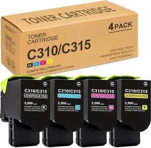 C310/C315 Toner Cartridge 4 Pack: 006R004356 006R004357 006R004358 006R004359 Work Replacement for Xerox C310 C315 C310DNI C310DNIM C315DNI Laser Printer