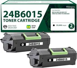 24B6015 Toner Cartridge (2 Black) Replacement for Lexmark 24B6015 Toner Compatible with M5155 M5163 M5170 XM5163 XM5170 XM5263 Printer Black Toner, High Yield for 35,000 Pages (2-Pack)