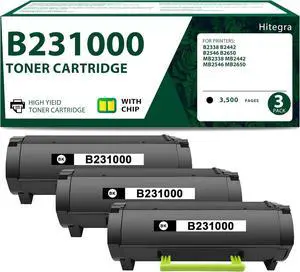 Compatible B231000 Toner Cartridge Black Replacement for Lexmark B231000 Toner B2338 Work with B2338 B2442 B2546 B2650 MB2338 MB2442 MB2546 MB2650 Series Printer Black Toner, 3-Pack