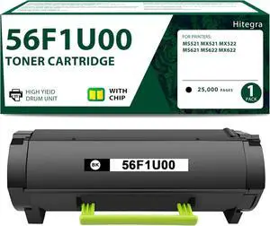 Remanufactured 56F1U00 Toner Cartridge Black Replacement for Lexmark 56F1U00 Toner Use for MS521dn MX521ade MX521de MX522adhe MS621dn MS622de MX622ade MX622adhe Printer Toner, 1-Pack 25,000 Pages