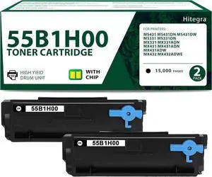 Remanufactured 55B1H00 Toner Cartridge 2-Pack Replacement for Lexmark 55B1H00 Toner Black Work with MS431 MS431dn MS431dw MS331 MS331dn MX331 MX331adn MX431 MX431adn MX431adw MX432 Printer Black Toner