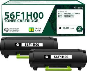 Remanufactured 56F1H00 Toner Cartridge Black 2-Pack Replacement for Lexmark 56F1H00 Black Toner Compatible with MS321 MX321 MS421 MX421 MS521 MX521 MX522 MS621 MS622 MX622 Series Printer Black Toner