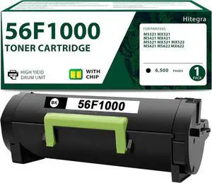 Compatible 56F1000 Toner Cartridge Black Replacement for Lexmark 56F1000 Toner Remanufactured for MS321 MX321 MS421 MX421 MS521 MX521 MX522 MS621 MS622 MX622 Series Printers Toner, 1-Pack
