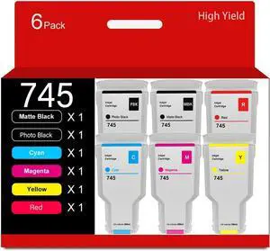 745 Ink Cartridges 300ML 6-Pack F9K01A F9K02A F9K03A F9K04A F9K05A F9K06A Replacement for HP 745 Ink for DesignJet Z5600 DesignJet Z2600 Postscript Printer