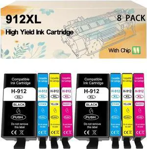 912 XL 912XL Ink Cartridges Compatibles for HP Officejet 8012 8014 8015 8017 Officejet PRO 8022 8023 8024 8025 AI0 Printers 2 pcs