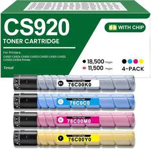 CS920 Toner Cartridge High Yield Compatible for Lexmark 76C00K0 76C0C0 76C00M0 76C00Y0 for CS921 CS92X CS920 CS923 CX920 CX921 CX922 CX923 CX924 Printer(4 Pack)