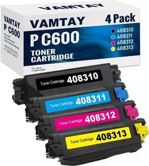 PC600 Toner Cartridge Replacement for 408310 408311 408312 408313 for Ricoh Savin Lanier P C600 PC600 Printer (Black,Cyan,Yellow.Magenta,4 Pack)