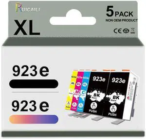 Compatible for 923e 923XL 923 Ink Cartridges for OfficeJet 8122e OfficeJet Pro 8135e 8138e 8139e,5 Pack (with chip)