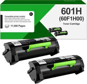 601H 60F1H00 High Yield Toner Cartridge 2 Pack Remanufactured for Lexmark 601H 60F1H00 Toner Cartridge wtith MX310 MX410 MX511 MX510 MX610 MX611 Printer(11,000 Pages, Black)
