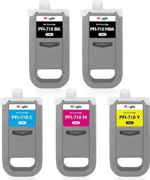 PFI-710 Ink Tank 5-Pack 700ml Replacement for Canon PFI-710MBK PFI-710BK PFI-710C PFI-710M PFI-710Y Compatible with imagePROGRAF TX-2000 TX-2100 TX-3000 TX-3100 TX-4000 TX-4100 Printers
