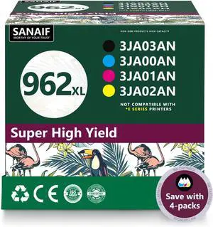 962XL Ink Cartridges Combo Pack Compatible Replacement for HP 962XL 962 Ink Cartridge for Office Pro 9015 9010 9025 9020 9012 9022 9027 9018 9014 9026 Printer (Black Cyan Magenta Yellow-4 Pack)