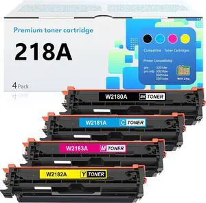 218A with Chip Toner Cartridges 4 Pack Replacement for HP 218A 218X Toner Color Laserjet Pro MFP 3301fdw 3301cdw 3301sdw Color Pro 3201dw Printer Toner Ink | Black Cyan Magenta Yellow