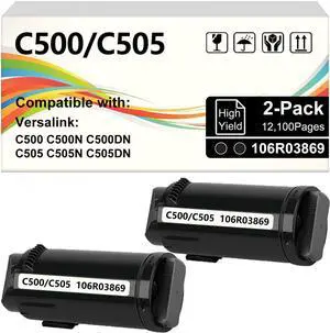 VersaLink C500/C505 Black High Capacity Toner Cartridge Compatible for VersaLink C500 C505 106R03869 Toner Cartridge for Versalink C500 C505 C500N C505N C500DN C505DN Printers (12,100Pages, 2-Pack)