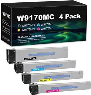 W9170 W9170MC Toner Cartridge High Capacity Remanufactured Replacement for HP W9170MC W9171MC W9172MC W9173MC for HP Color Managed MFP E87740dn E87750dn E87760dn E87770z Printer (4-Pack)
